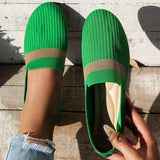 Stripe Design Flat Shoes New Fashion Casual Breathable Slip On Solid Color Round-toe Shoes For Women-5