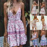 Summer Boho Chiffion Mini Dress Fashion Women Deep-3