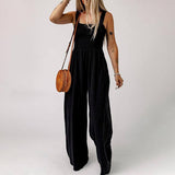 Summer Square Neck High Waist Jumpsuit Women's Backless-4