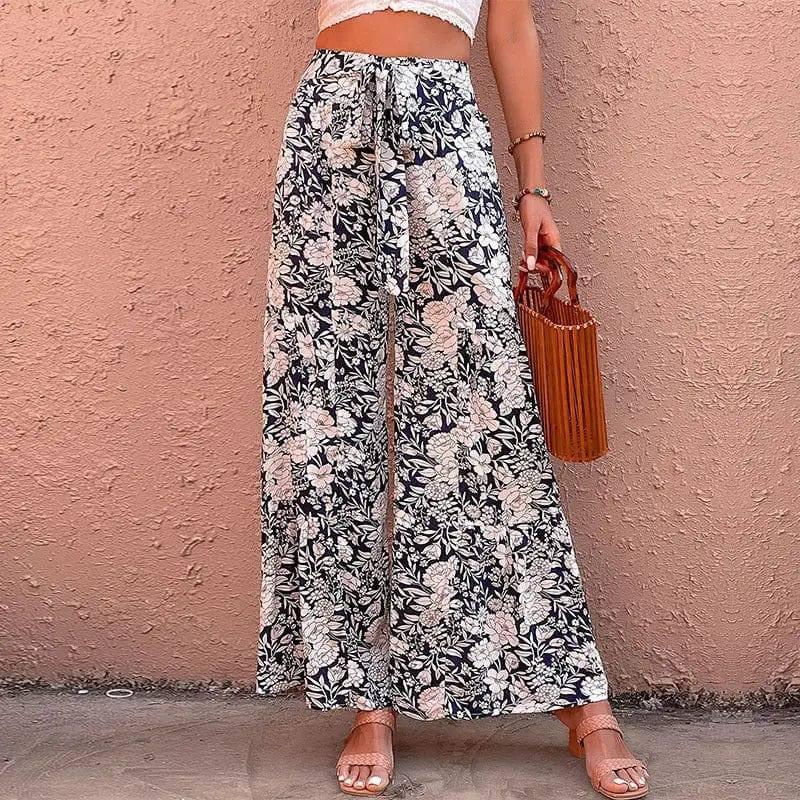 Summer Women's Printed High-waisted Bootcut Pants-4