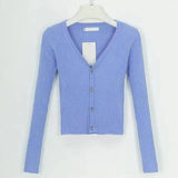 sweater cardigan women Slim sweaters-Blue-8