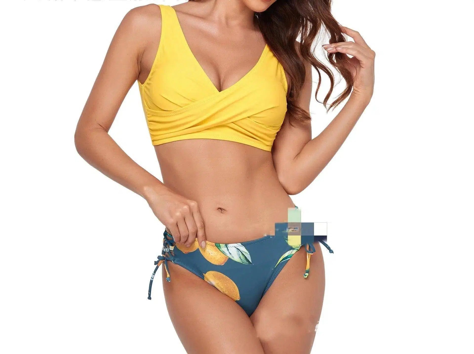 Swimsuit European And American Bikini Strap-Yellow-1