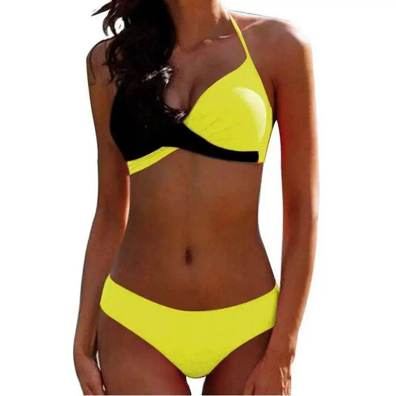 Swimsuit European And American Hard Pack Split Bikini-Yellow-2