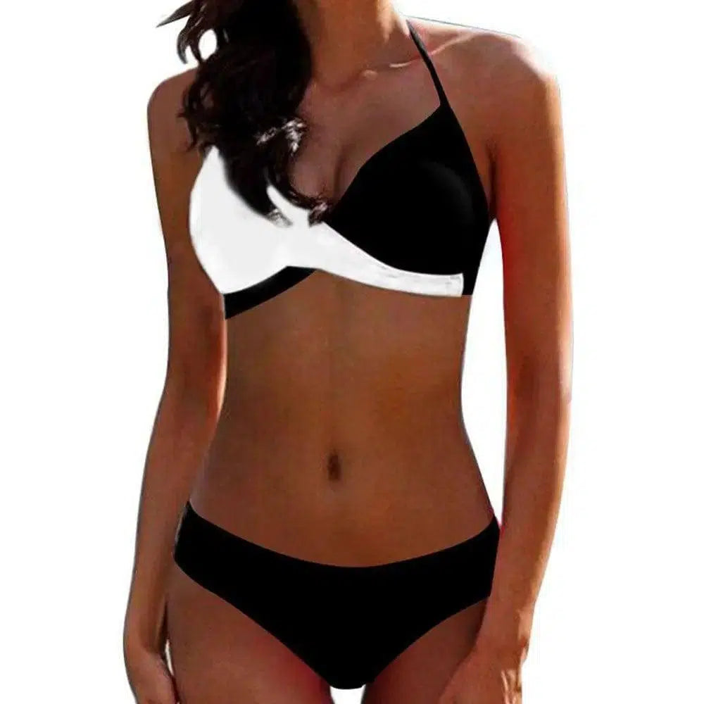 Swimsuit European And American Sexy Hard Pack Split Bikini-Black-4