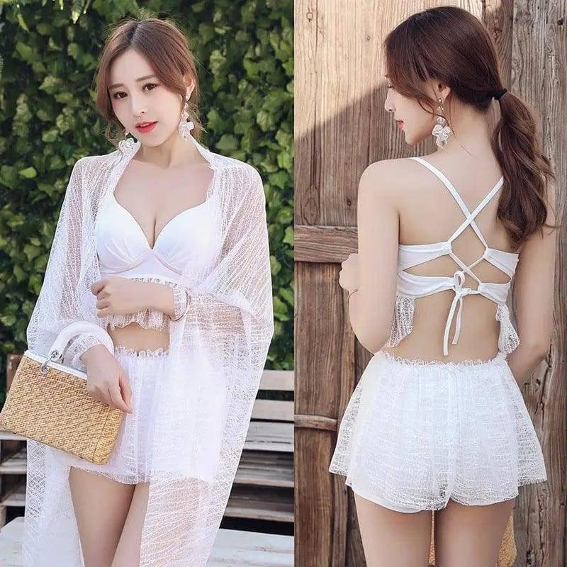 Swimsuit Female Sexy Bikini Three-Piece Split Boxer-South8080white-8