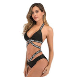 Swimwear European And American Printed Straps Swimsuit-Black-3