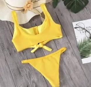 The Europe And The United States Swimsuit Bikini-Yellow-4