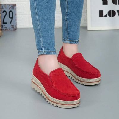 Thick-soled Flat Shoes Anti-slip Suede Height Increasing Shoes For Women-5