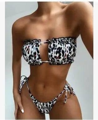 Trend Fashion Hollow Sexy Bikini Skinny Swimsuit-Whiteleopard-9