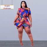 L-4XL women summer clothing 2022 plus size dress fashion tie dye short sleeve irregular mini dresses Wholesale Dropshipping-1