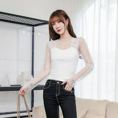 Warm Top Sheer Cutout Small Shirt-3