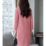 Winter mid-length plaid wool coat with POLO collar-3