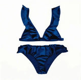 Women Ice Velvet Ruffle Bikini Sets Band-2