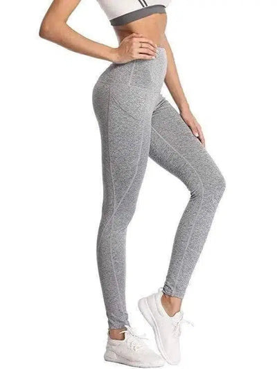 Women Pocket Casual Yoga Pants-Grey-4