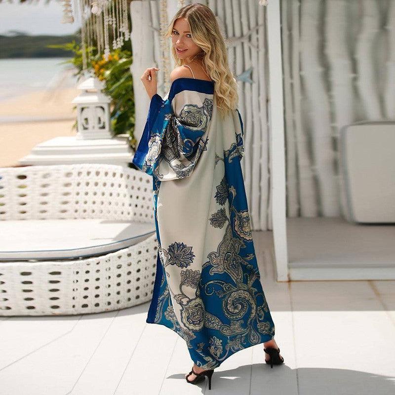 Women's Fashion Bohemian Long Dress Retro Style Long Sleeve-XK15-14