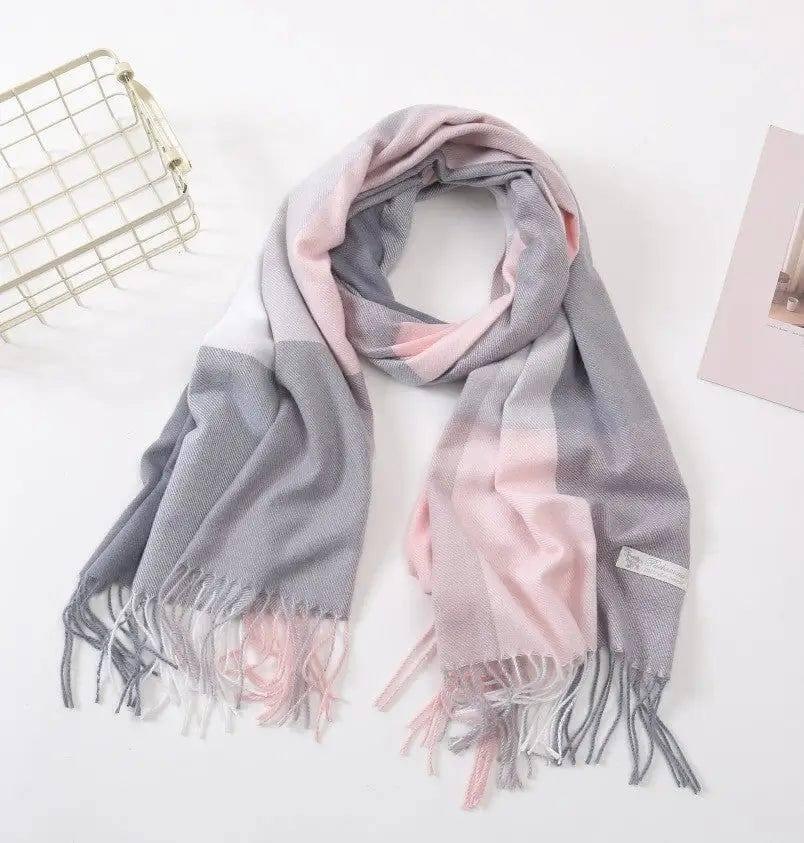 Women's Fashion Casual Cashmere Plaid Scarf-Large Plaid Pink-18