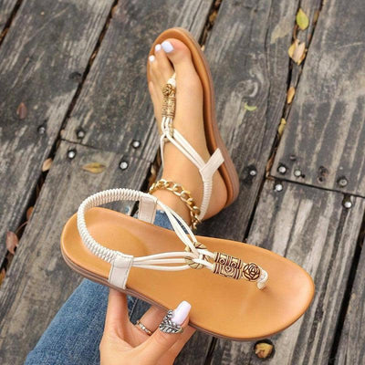 Women's Flat Thong Sandals-Beige-8