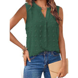 Women's Jacquard Sleeveless V-neck Vest-Green-12