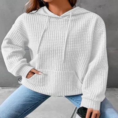 Women's Loose Casual Solid Color Long-sleeved Sweater-White-8