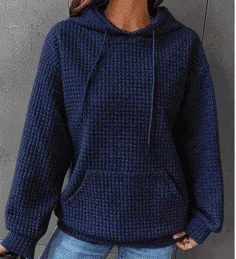 Women's Loose Casual Solid Color Long-sleeved Sweater-Blue-9