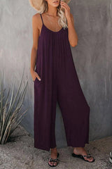 Women's Loose Sleeveless Jumpsuits Romper Jumpsuit With Pockets Long Pant Summer-Purple-6