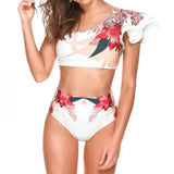 Women's Two-piece Swimwear Floral Print Swimsuit Bikini-Orange-9