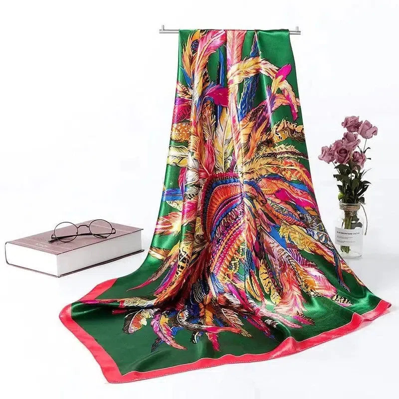 Women's Silk Scarf Multi-functional Small Silk Satin Shawl-8