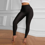 Women's Solid Color Slim Fit Leggings-Black-6