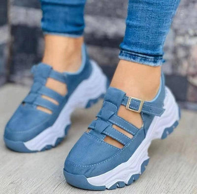 Women's Sports Shoes Buckle Thick-soled Flat Shoes Summer-Sky blue-1