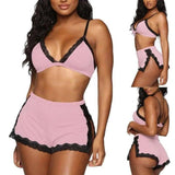 Women Sleepwear Lingerie Lace Bra-Pink-2