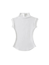 Women Summer Sexy Turtleneck Sleeveless T-Shirts Tops Solid-WHITE-9