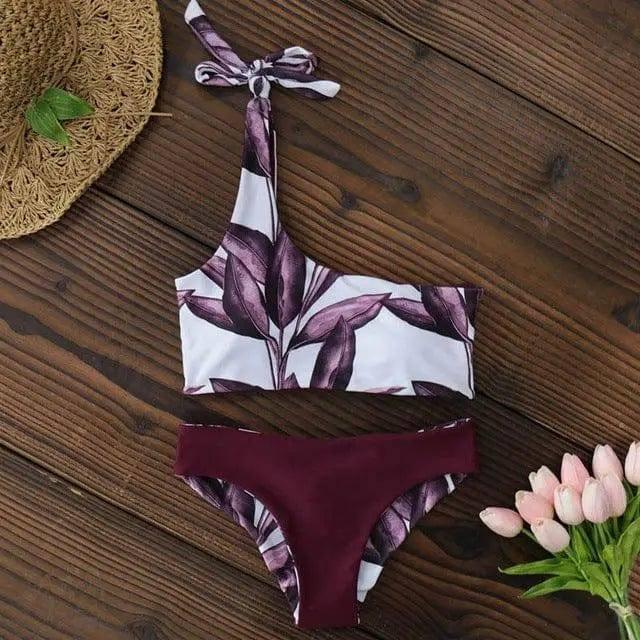 Women Swimsuit One Shoulder Bikini Sexy Low Waist-LD18120R1-8