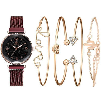 Women Watches Starry Sky Magnet Buckle Fashion Bracelet Wristwatch Roman Numeral Simple Clock Gift-7