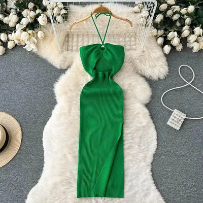 YuooMuoo Chic Fashion Package Hips Split Knitted Summer-green-13