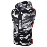 LOVEMI - Lovemi - Zipper Hooded Sleeveless Camouflage Printed