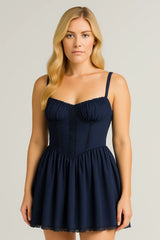 레이스 서스펜더 드레스 여름 패션 레이스 업 슬림 허리