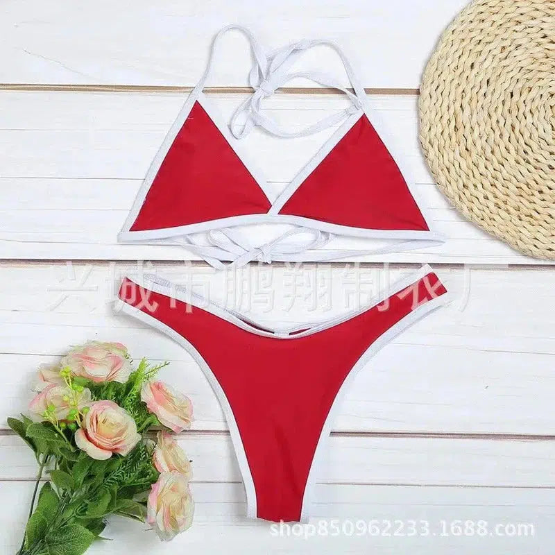 Trendy Affordable Swimwear - Two-Piece Bikini-Brightred-2