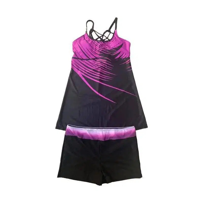 Solid color split swimsuit-Pink-2